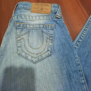 True Religion Women's Light Blue Straight Leg Jeans